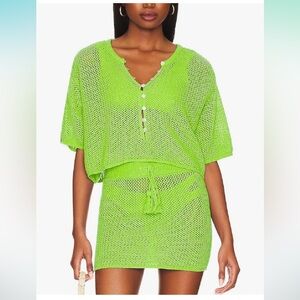 Women's 2 Piece Swimwear Cover Up Set, 3/4 Sleeves Crop Top and  Mini Skirt
